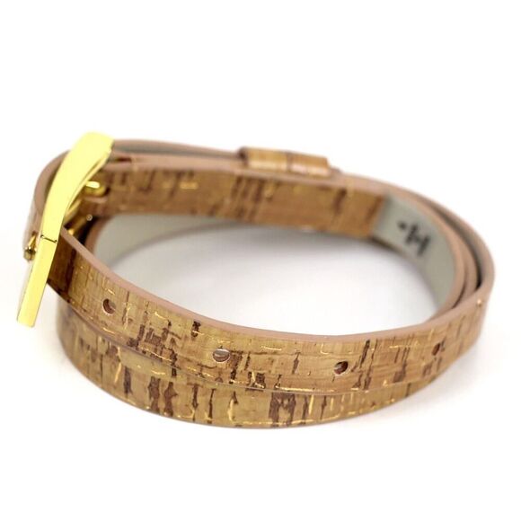 BROWN GOLD CORK LEATHER 1/2"Wd DRESS CASUAL WOMEN'S BELT Sz XS/4 (A83 - Picture 3 of 13